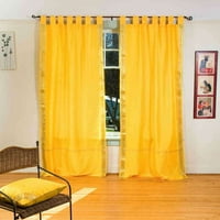 Yellow Tab Tipp Sheer Sari Curtain Drape панел - 80W 120L - парче
