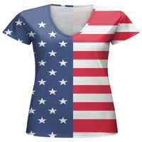 Тениска от тениска от американски флаг за печат на американски флаг тениска с къс ръкав летни върхове ежедневни пуловер плажен туника блуза стил B 4XL
