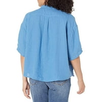 Zunfeo върхове за женски клирънс- ново пристигане памучно бельо с джобове бутон за ревера тениски с дължина на лакътя с дължина на лакътя небе