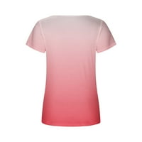 Блузи за жени с v-образно деколте квадратни шия отпечатани свободни градиентни цветове бяла блуза за жени просвет розово 6