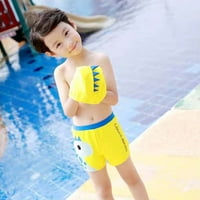 Деца малко дете бебе момчета карикатури плуват шорти плаж бански костюм с плувна шапка бански костюми жълт 24м