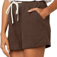 Летни спестявания Женски къси панталони, дамски плюс размер на теглене на ежедневни еластични талии джоб