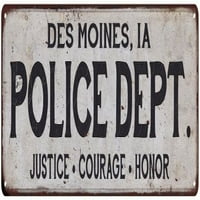 Moines, IA Police Dept. Домашен декор метален знак подарък 106180012094