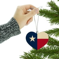 Тексас държавен флаг сърце любов дърво коледно дърво празник орнамент