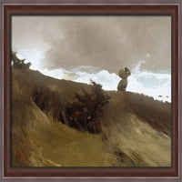 Западният вятър голям орех богато украсен дървен рамкиране на платно от Winslow Homer