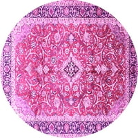 Ahgly Company Indoor Round Medallion Pink Traditional Area Rugs, 6 'Round