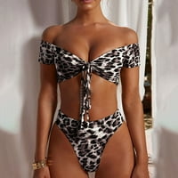 Ichuanyi жени бански костюм Разчистване дамски леопардов печат Bikini Push-Up Pad Swimswear Swimsuit Beachwear Комплект