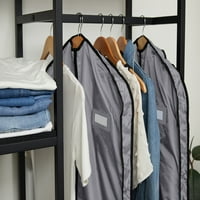 Комплект чанта за облекла на Covermates - Premium Polyester - Цип с пълна дължина - Прозорец за идентификация - Носещи дръжки - Closet Storage -Grey -Grey