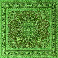 Ahgly Company Indoor Rectangle Medallion Green Traditional Area Rugs, 7 '9'