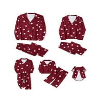 Семейни коледни пижами съвпадащи комплекти, шаблони за Дядо Коледа с дълги ръкави + панталони с прав крак за деца възрастен домашен любимец