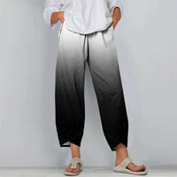 Hhei_k Женски лятен моден печат лек джобен джобни ежедневни панталони Панталони Панталони за жени