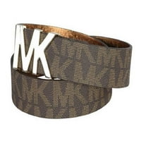 Michael Kors Signature Logo колан с Mk Logo Plaque Brown - голям
