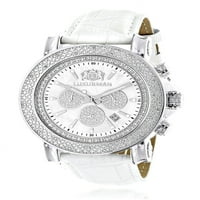 Мъжки диамантен огромен часовник 0,25ct бял моп ескалад w хронограф и кожени ленти