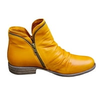 Бойни женски ботуши с устойчив на износване дизайн на кожена подметка за дънки тренч палто панталони жълт жълт