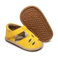 Момиче от малко дете момчета сингъл първи пешеходци лято издълбани плоски сандали жълт размер 12