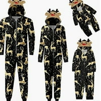 Съответстващи семейни коледни онези пижами комплекти лосове antler с качулка ромпер pj Zipper Jumpsuit Loungewear
