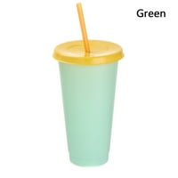 Модна температура преносима обезцветяване пластмасова чаша кафе слама чаша питиета зелено