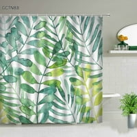 Тропични палмови листа зелени растения душ завеси комплект полиестер тъкан водоустойчива стена висяща домашна баня декор на вана екран