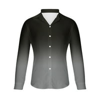 Brglopf Men's Button Down ризи плюс размер дълъг ръкав улица ретро вратовръзка градиент на градиент небрежен тънък приготен блуза блуза блуза