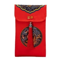 Китайски стил червен плик късметлия чанти за пари подарък o2w9