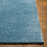 Hauteloom Небесен солиден килим за килим за хол - Спалня с висока купчина пухкав килим - мек рошав уютен плюшен килим - синьо, дънково синьо - 5'3 7 '
