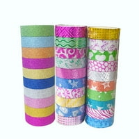 Glitter Washi Tape Set твърд цветен декоративен комплект за лагени за изкуства за изкуства - случаен цвят