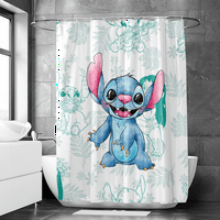 Lilo & Stitch душ завеса комплект анимационен печат декоративна завеса с куки водни отблъскващи завеси за баня