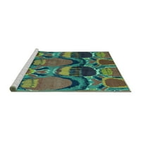 Ahgly Company Machine Pashable Indoor Square Abstract Turquoise Blue Modern Area Cugs, 3 'квадрат