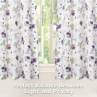 Lunsy кухненски завеси цветя брокат акварелен оксфордски плат Pocket Pockets Valances Стая Потъмнящи завеси, лилаво, 54 x15 x1