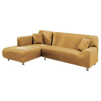 Moyouny L-образни мебели Slipcovers Полиестер тъкан разтягане на твърд цвят, монтиран секционен диван капаци