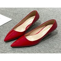 Wazshop жени облича обувки комфорт работна помпа Помпена пръст помпи против приплъзване на средни токчета Дамска обувка с токчета обикновен дишащ червено 11