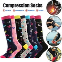 Чифт чорапи за компресия за мъже и жени HG циркулационно чорапи за атлетични, пътувания, туризъм, полет, кърмене, бягане, черно сърце, l xl