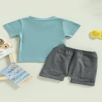 Toduop Toddler Baby Boy Letter Тениска с къс ръкав къси панталони летни тоалети 0- години