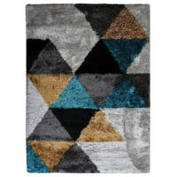 Килима килими, ръчно изтръпнати, геометричен полиестерен килим, многоцветни, 10'x14 '