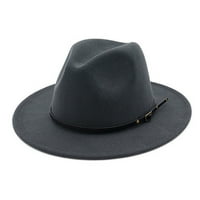 HHEI_K UNISE Fashion Wide Wool Belt Flat Top Top Fedora Hat Party Church шапки шапка