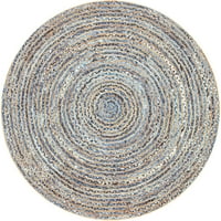 Ръчно ръчно изработен ръчен сплетен естествен юта и килим за деним за хол, рота за кръгло подло