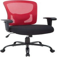 Голям и висок офис стол 400 фунта широка седалка ергономичен бюро стол търкаляща се въртящ се мрежест компютърен стол с лумбална поддръжка регулируеми подлакътници Задача стол червено червено
