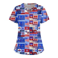 Лято задължително възмущение плюс размер сладък отпечатан скраб работеща униформа за жени върхове кръстосани ризи S-5XL