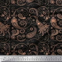 Soimoi Japan Crepe Satin Fabric Floral & Paisley Print Sewed Fabric Wide