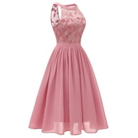 Рокли за педари за жени парти ежедневни мини рокли, плисирани слънчеви рокли розови, 2xl