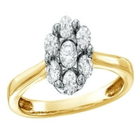 Белият естествен диамантен цветна клъстерна пръстен в 10k жълто злато