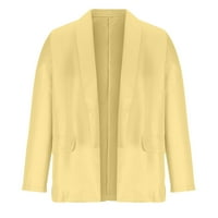 Tklpehg блейзерни якета за жени Бизнес дълъг ръкав ревера Дамско твърдо яке с дълъг ръкав палто връхни дрехи Blazer Yellow L