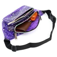 T.Soarsky женски чанти за талии холографски фани модни чанти за колани-лилави прозрачни звезди