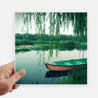 Willow Boat Lake Photography Sticker квадратна стена куфар лаптоп Decal
