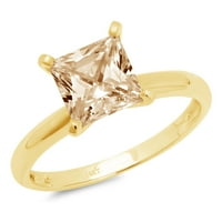 CT Brilliant Princess Cut Clear симулиран диамант 18k жълто злато пасианс пръстен SZ 9