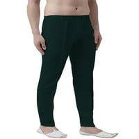 Eloria Men's Premium Comfort Право прилепнала плоска фронтова рокля Панталон пижама, цвят: бутилка зелено, размер: 28