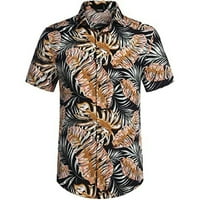 Cllios Мъжки тропически печат Хавайски ризи летен копче за ревера надолу тениски модни къси ръкави плажни празнични блузи блузи