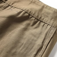 Товарни панталони за мъже плътни цветови бутони-цип много джобни прави панталони за еластична талия