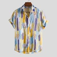 Мъжки хавайска риза с къс ръкав бутон надолу винтидж алоха ризи Хавайски ежедневни отпечатана плажна риза Лято редовен годен връх