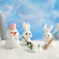 Изискателна снежна дизайн Зайва Фигурка - Микро пейзаж декорация на смола с миниатюра на животните, идеална за деца